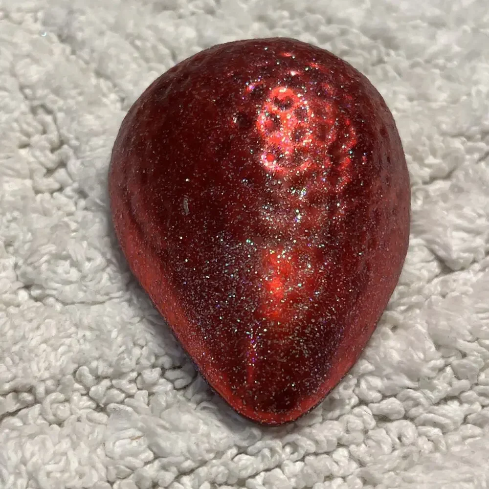 Vintage Set of 2 Lemon & Strawberry Glass Glitter Half Fruit Ornaments